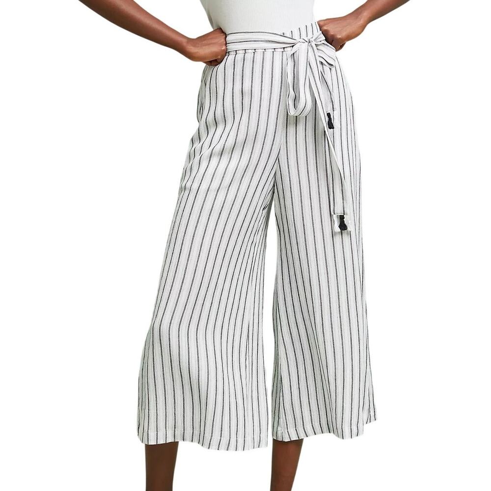 Lilka Anthropologie Stripework Wide Leg Cropped Pants Size Small NWT